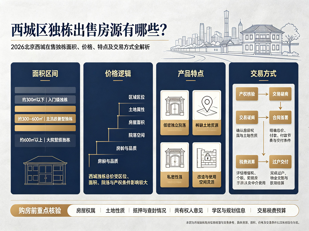 西城区独栋出售房源有哪些?2026北京西城在售独栋面积、价格、特点及交易方式全解析 西城区独栋出售房源有哪些?2026北京西城在售独栋面积、价格、特点及交易方式全解析